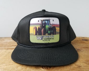 Vintage WENTZ Equipment JOHN DEERE Händler Trucker Hat - Seil gefütterte Snapback Baseballkappe - Farm Tractor Händler Napoleon North Dakota Ballcap