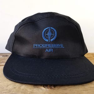 Vintage PROGRESSIVE AIR Services 5 Panel Snapback Hat - Embroidered AJM Baseball Cap - Kamloops Aviation Engine Parts British Columbia Hat