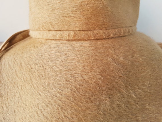 Vintage 70s ANITA PIREAULT Furry Camel Brown Hat … - image 2