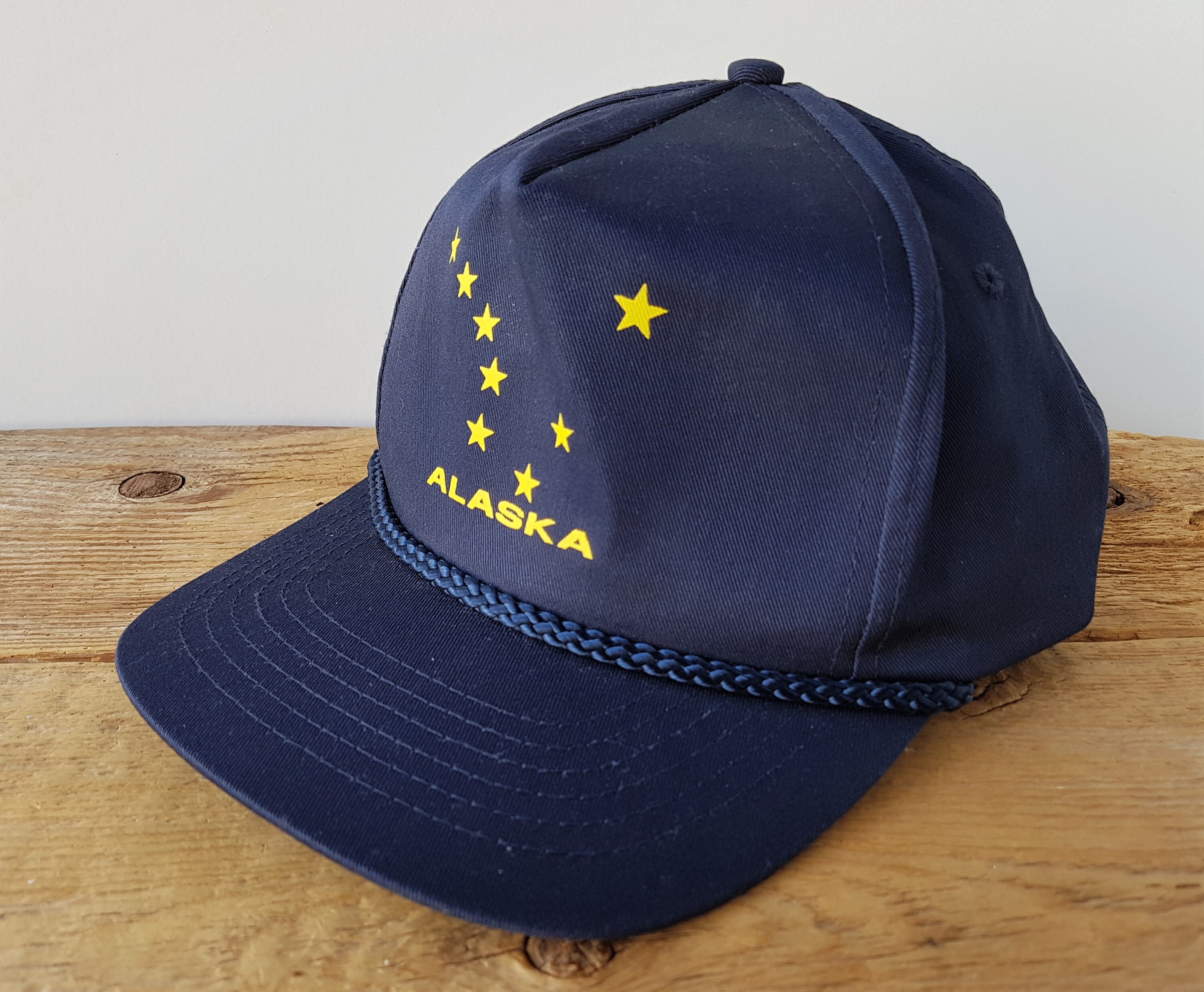 Vintage 90s ALASKA Snapback Hat Rope Lined Gold Stars Flag Big Dipper ...