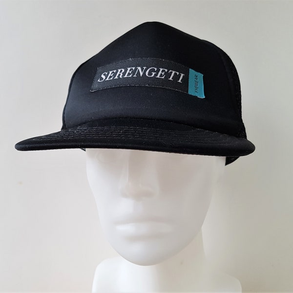 Vintage SERENGETI EYEWEAR Rare Promo Trucker Hat Mesh Snapback Baseball Cap Sunglasses Fashion Lenses Original Black Ballcap KP Caps