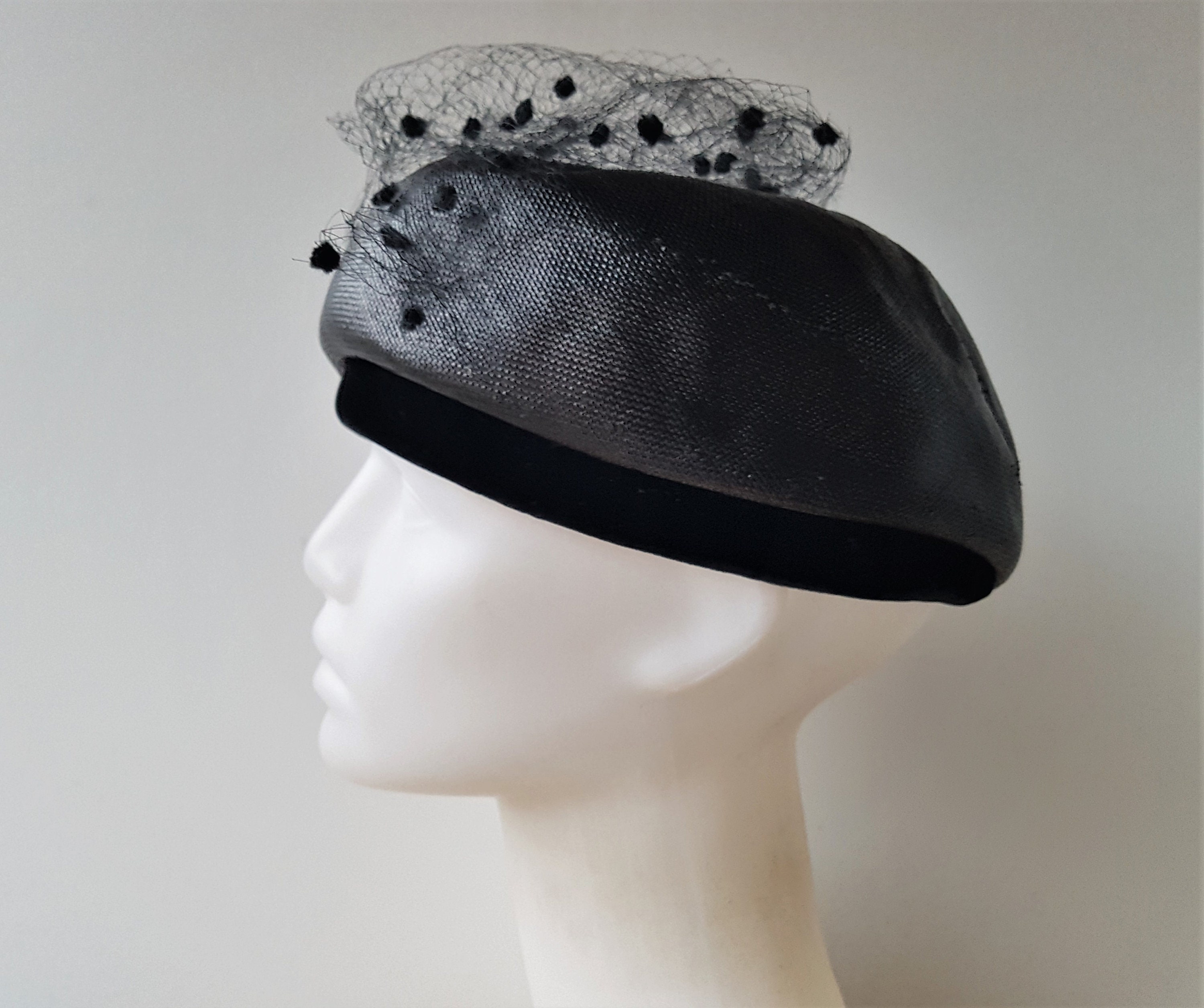 Vintage Evelyn Varon Hat, 1940s Raffia Hat With Spotted Veil 