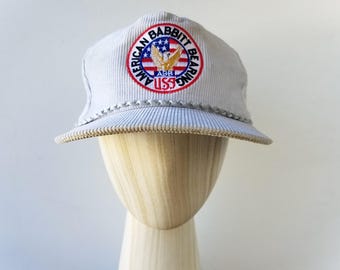 Vintage American Babbitt Bearings USA Snapback Hat - Gray Corduroy Rope Baseball Cap -ABB Logo Embroidered Young An Vernon Headliner Ballcap