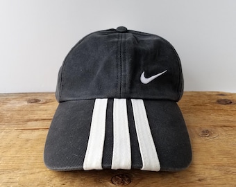 Cappello vintage con logo Nike Swoosh a tre strisce - Cappellino da baseball regolabile in cotone a basso profilo, stile streetwear, prodotto in Corea