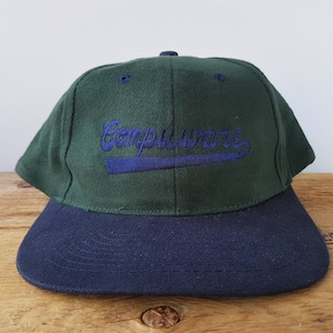Vintage 90s COMPUWARE Snapback Dad Hat Computer IT Software Tech Baseball Cap Embroidered Script Spell Out Geek Casual One Size Ballcap