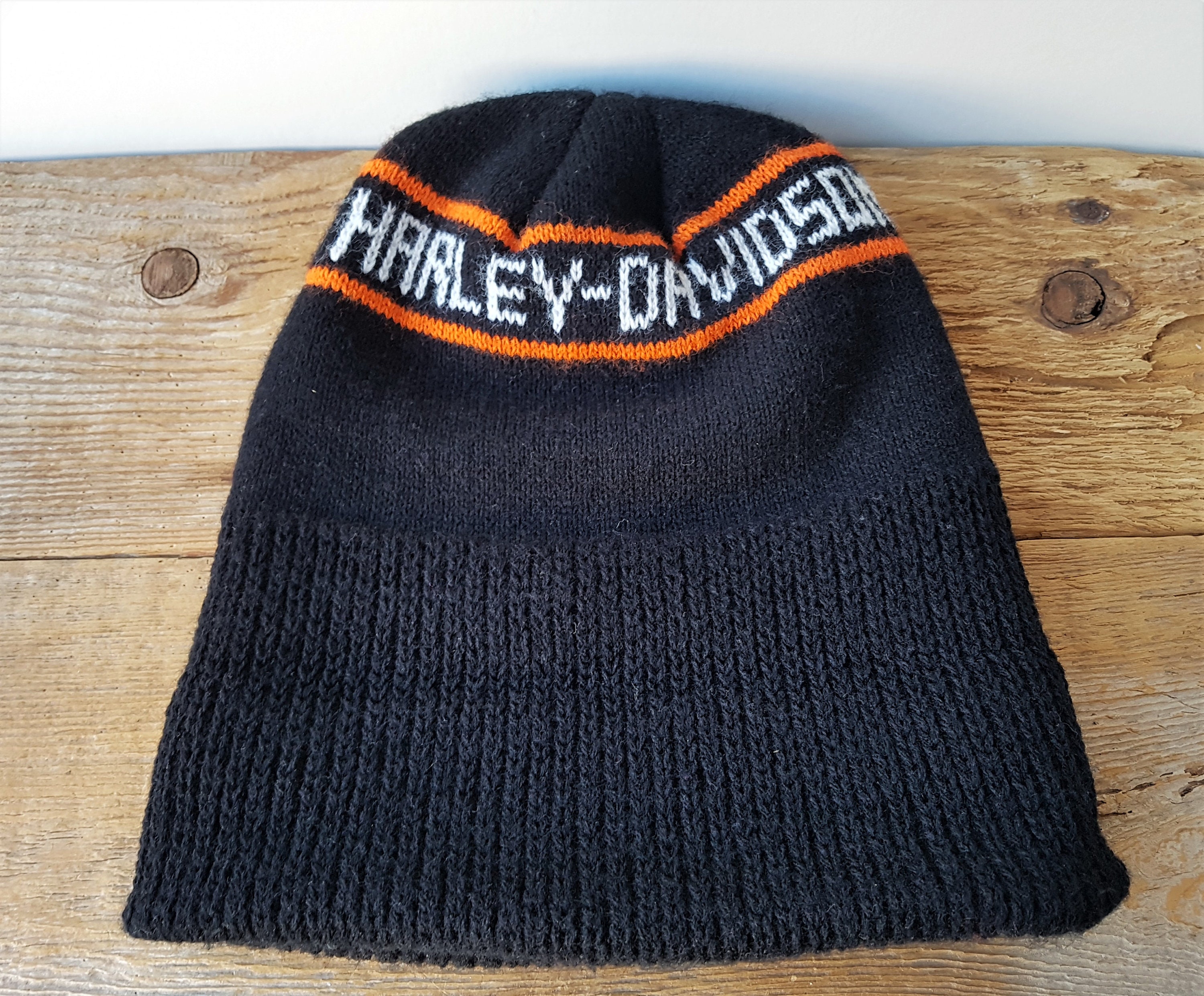 Vintage 80s HARLEY DAVIDSON Beanie Knit Toque Winter Ski Hat