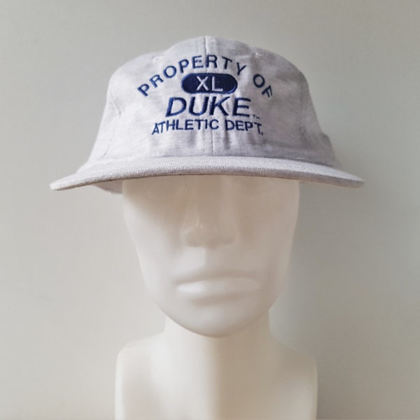 Vintage 90s DUKE BLUE DEViLS Strapback Dad Hat Propiedad de DU Athletic Dept. Deadstock Global T Caps 1994 NcAA Varsity xL Heather Cap NoS