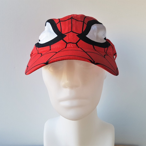 vintage années 90 SPIDERMAN Adulte Réglable Snapback Hat Marvel Comics 1997 Officiel Deadstock Mask Logo Baseball Cap All Over Print Spider Web