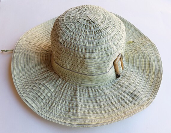 Vintage PARKHURST Light Olive Green Striped Polyes