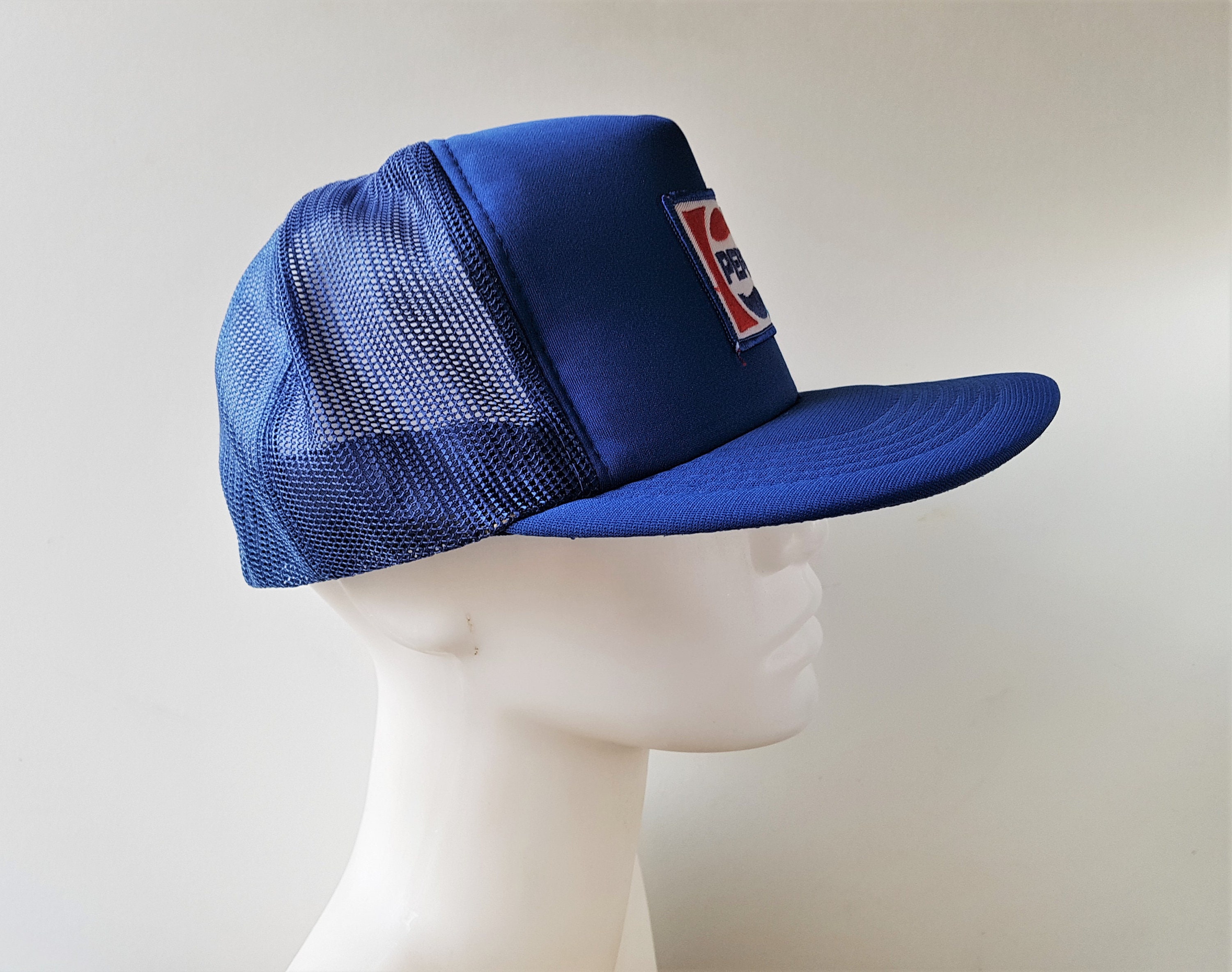 Vintage 80s PEPSI Original Blue Mesh Trucker Hat Classic Soda Pop