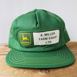 Vintage JOHN DEERE A. Miller Farm Equip Ltd Classic Green Mesh Trucker Hat Patch Snapback Farming Agriculture Ballcap Victory Caps Canada