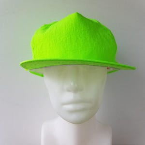 Vintage 90s Green NEON Blank Snapback Hat - Le Sport Nylon Rope Fluorescent Retro Beach Trucker Baseball Cap - Surf Skate Minimal Ballcap