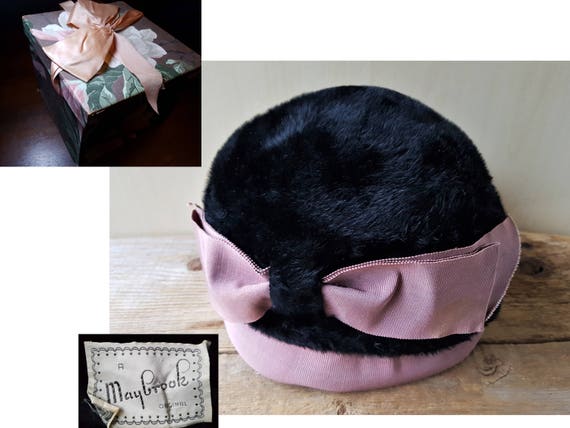 Vintage 50s Estate Hat with Floral Box 'A Maybroo… - image 2