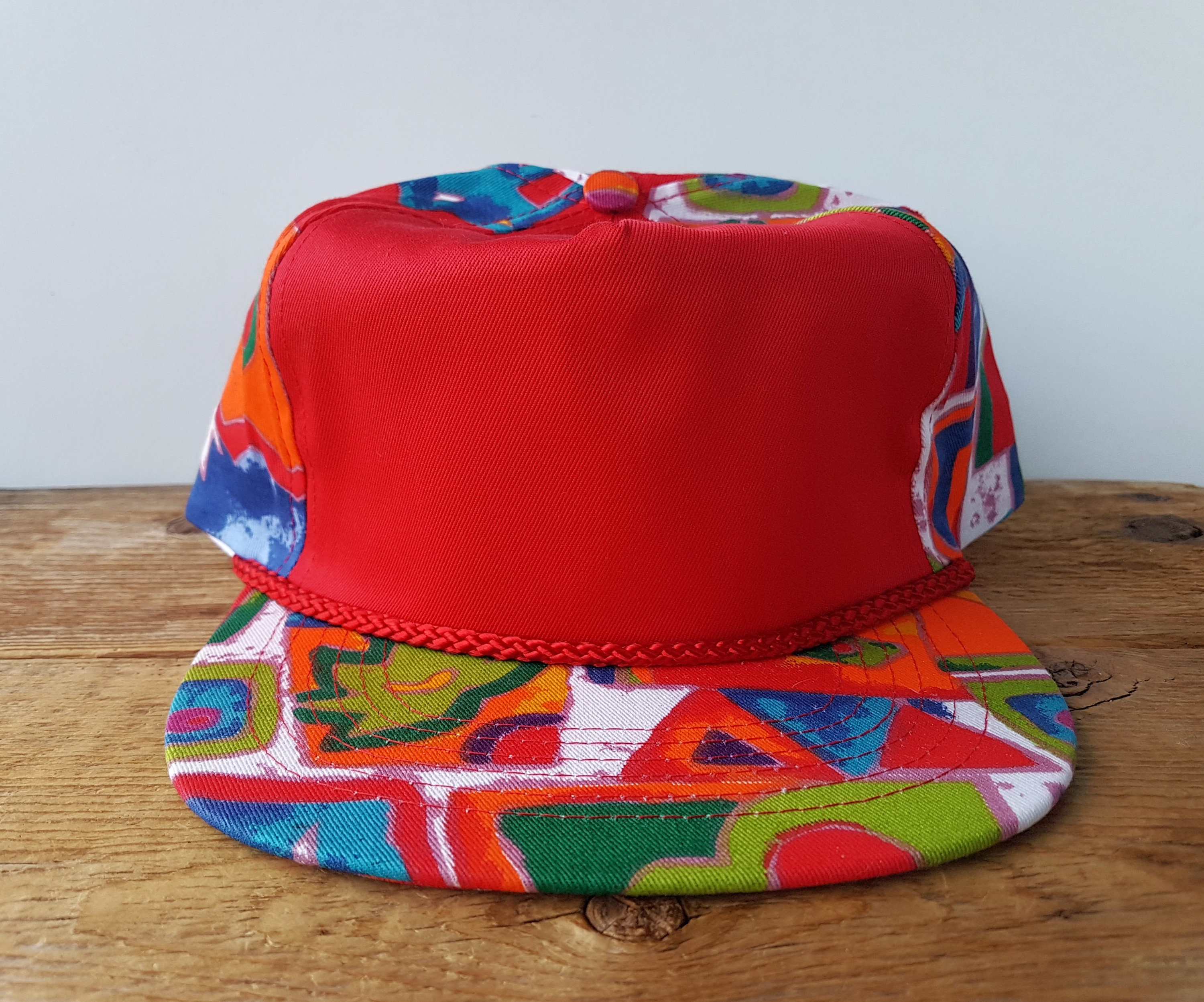 Vintage 90s Abstract Snapback Hat Blank Hipster Fresh Prince Multi