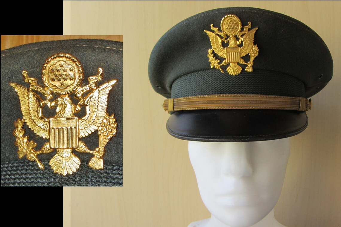 US Army Officer Company Grade Military Green Wool Dress Hat Etsy