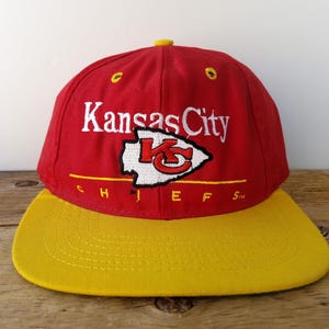 Vintage 90s Kansas City CHIEFS Original Eastport Snapback Hat - FUJI Promo NFL Embroidered Spell Out Football Cap - 2 Tone Ballcap
