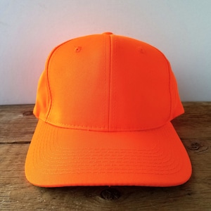 Vintage 90s Blaze Orange Neon Hunting Snapback Hat - Blank High Visibility Baseball Cap - Outdoor Cap Ballcap