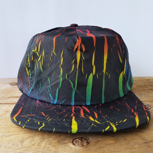 Black Snapback Hat 80s 90s Retro 