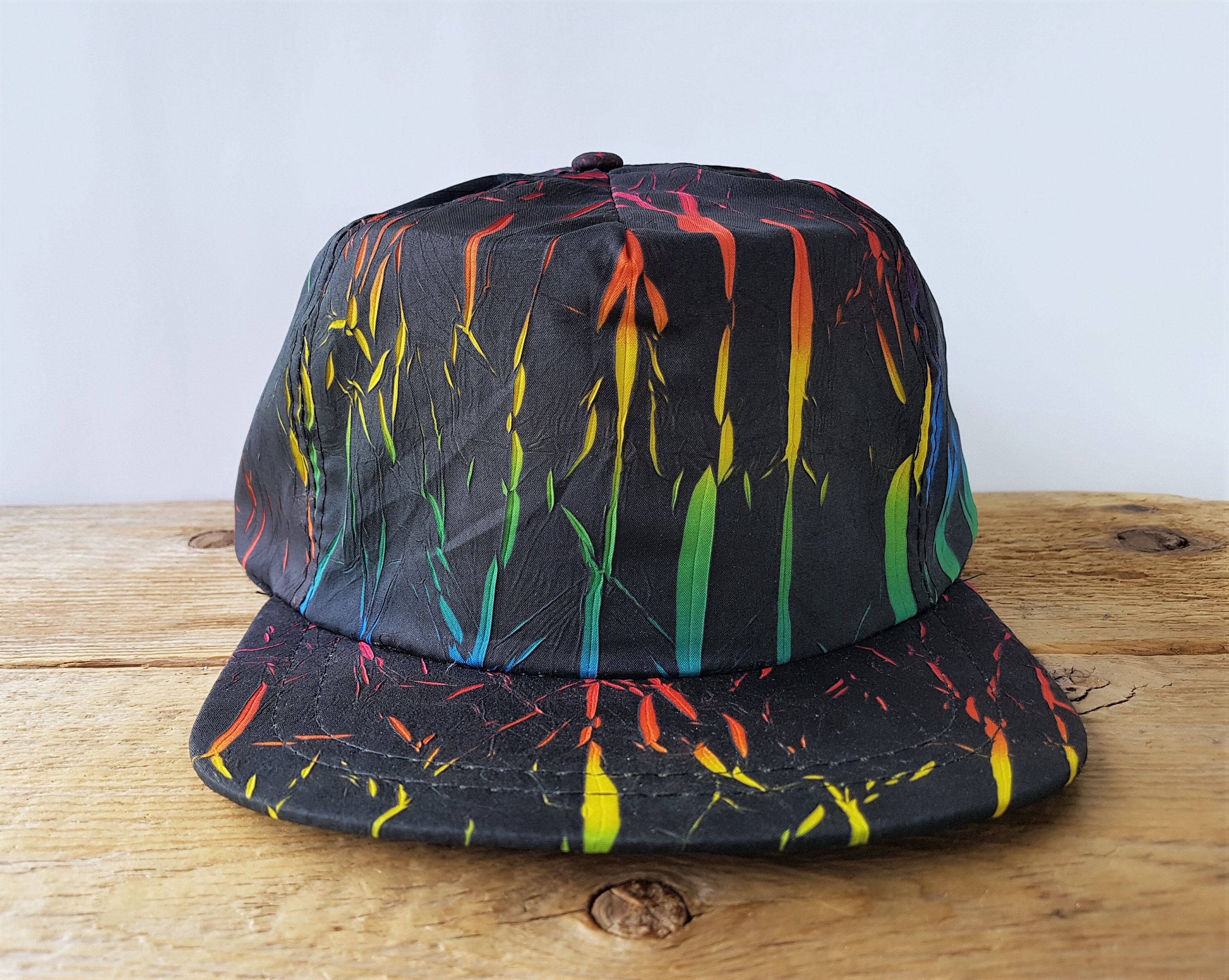 Postimpressionisme klynke tema Vintage Rainbow Neon Streaks Black Snapback Hat 80s 90s Retro - Etsy