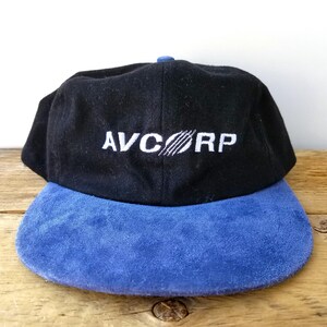 Vintage AVCORP INDUSTRIES (Canada) Ltd. Aviation Suede Bill Strapback Hat - Aerospace Engine Parts Corporate Adjustable AJM Baseball Cap