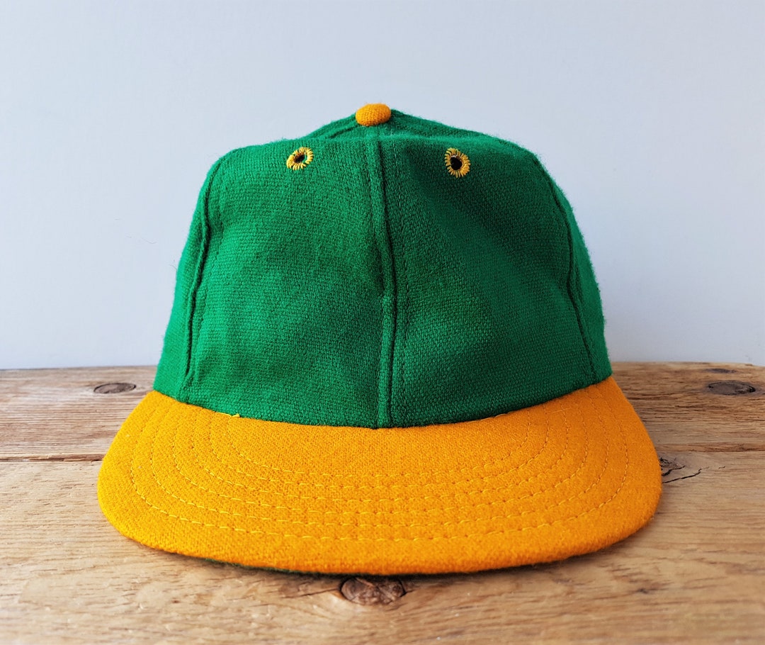 Vintage 70s FUNKAP Wool Flannel Hat Made in USA Blank 2 Tone Green ...