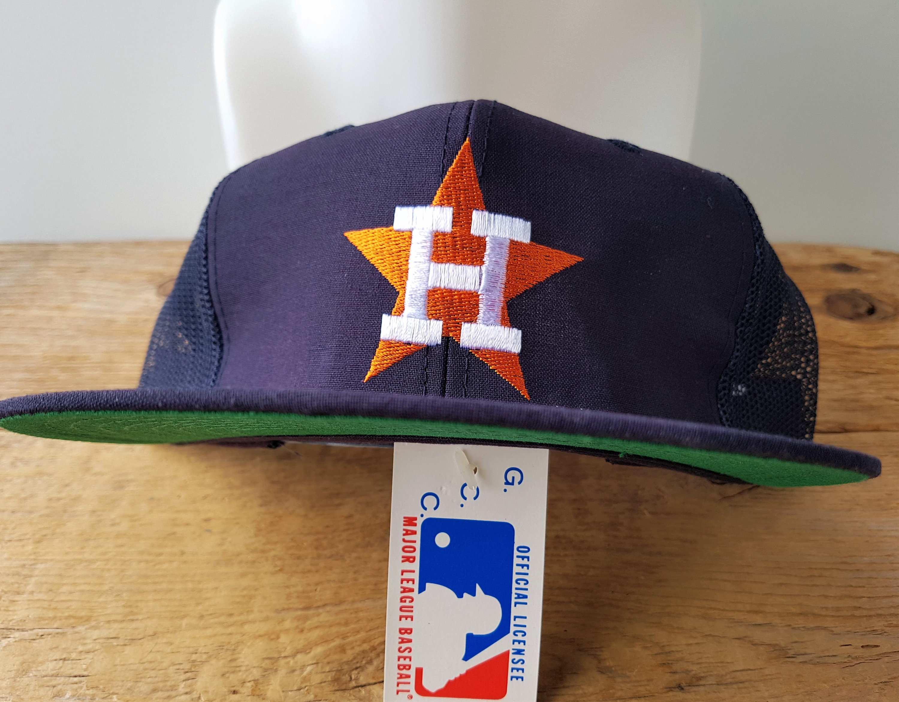 Vintage Houston Astros Hat Orange Blue Star Deadstock Twins Snapback Trucker 80's