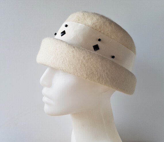 Vintage 1960s Italian TOSCANO Ermine Fur Felt Hat… - image 3