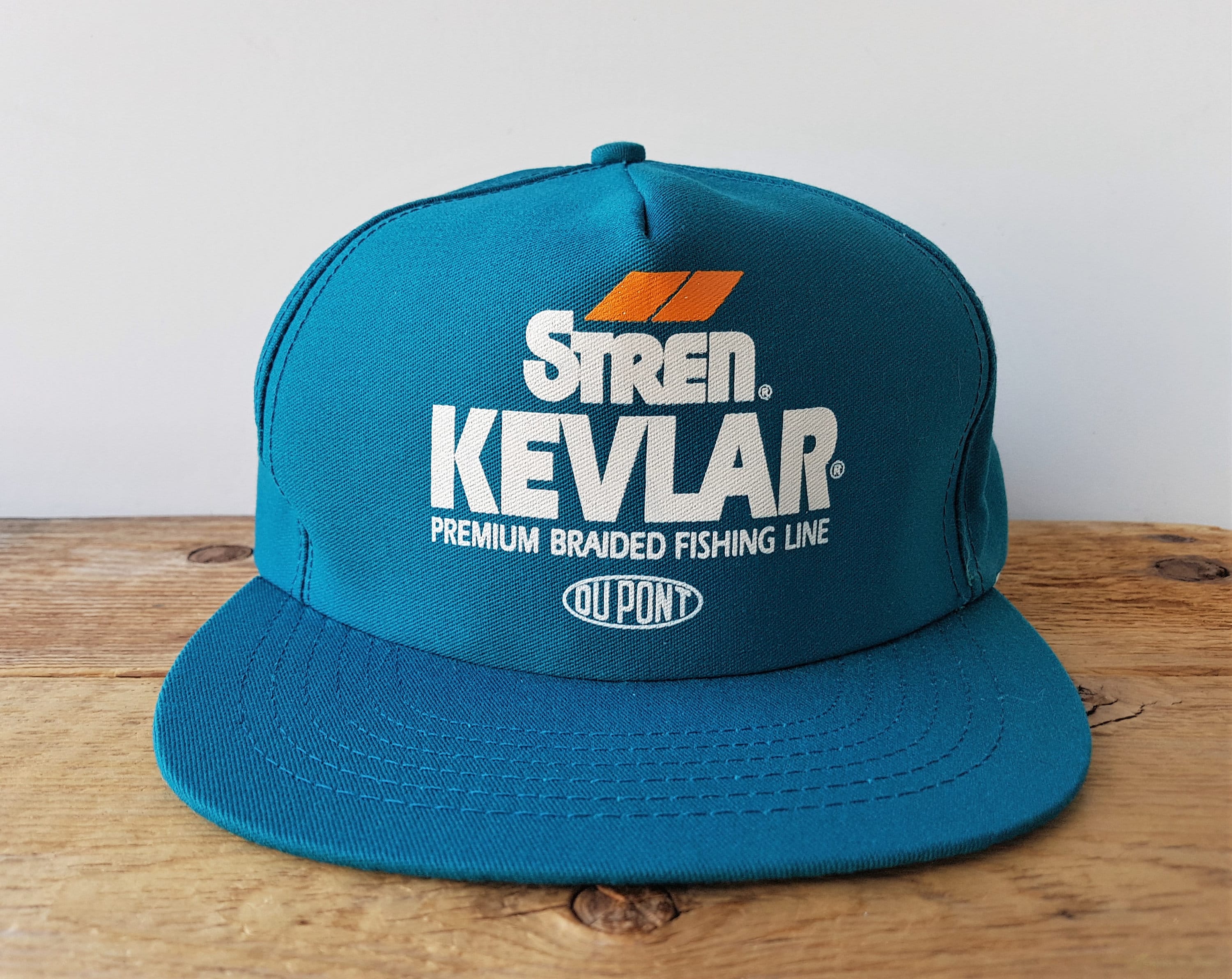 Vintage Stren Dupont Kevlar Snapback Hat - Made in USA - Premium Braided Fishing Line Promo Teal Baseball Cap - Fisherman Adjustable Hat