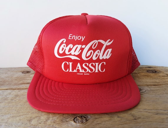 Vintage Enjoy COCA-COLA Classic Red Mesh Trucker Hat Snapback Cap