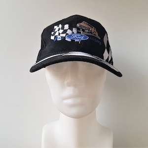 Vintage FORD 'First Victory' ARMSTRONG 500 Bob Jane Motorsports Strapback Hat - Checkered Flag Racing Baseball Cap - Early Bird Falcon Parts
