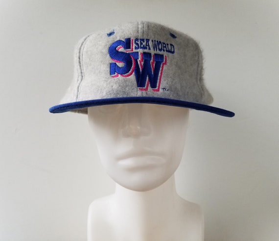 Vintage 1992 SEA WORLD Fleece Strapback Hat - Dea… - image 7
