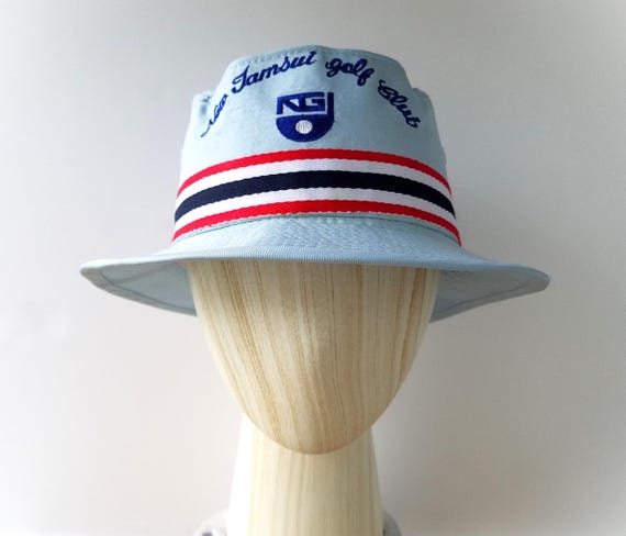 Vintage 80s NEW Tamsui GOLF CLUB Ribbon Bucket Hat - Light  display picture 1