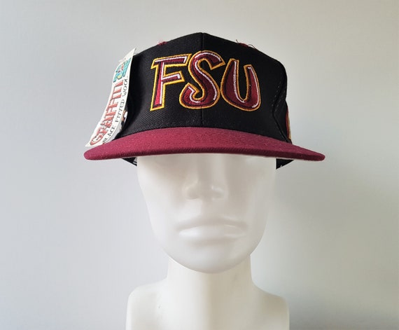 Vintage 90s FSU Florida State Seminoles Graffiti Black Fitted Wool Hat NCAA Top of The World Tow Baseball Cap Noles University Deadstock
