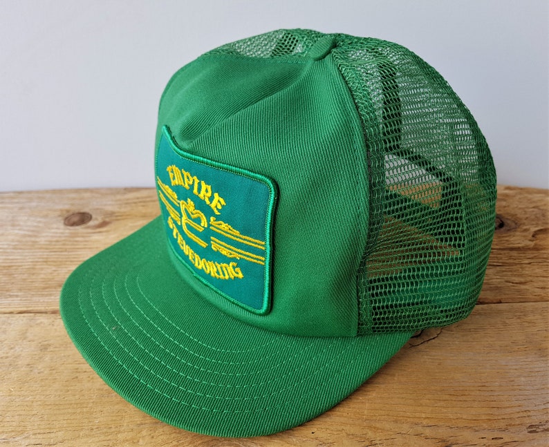 Vintage 80s EMPIRE STEVEDORING Trucker Hat Green Mesh Snapback Etsy