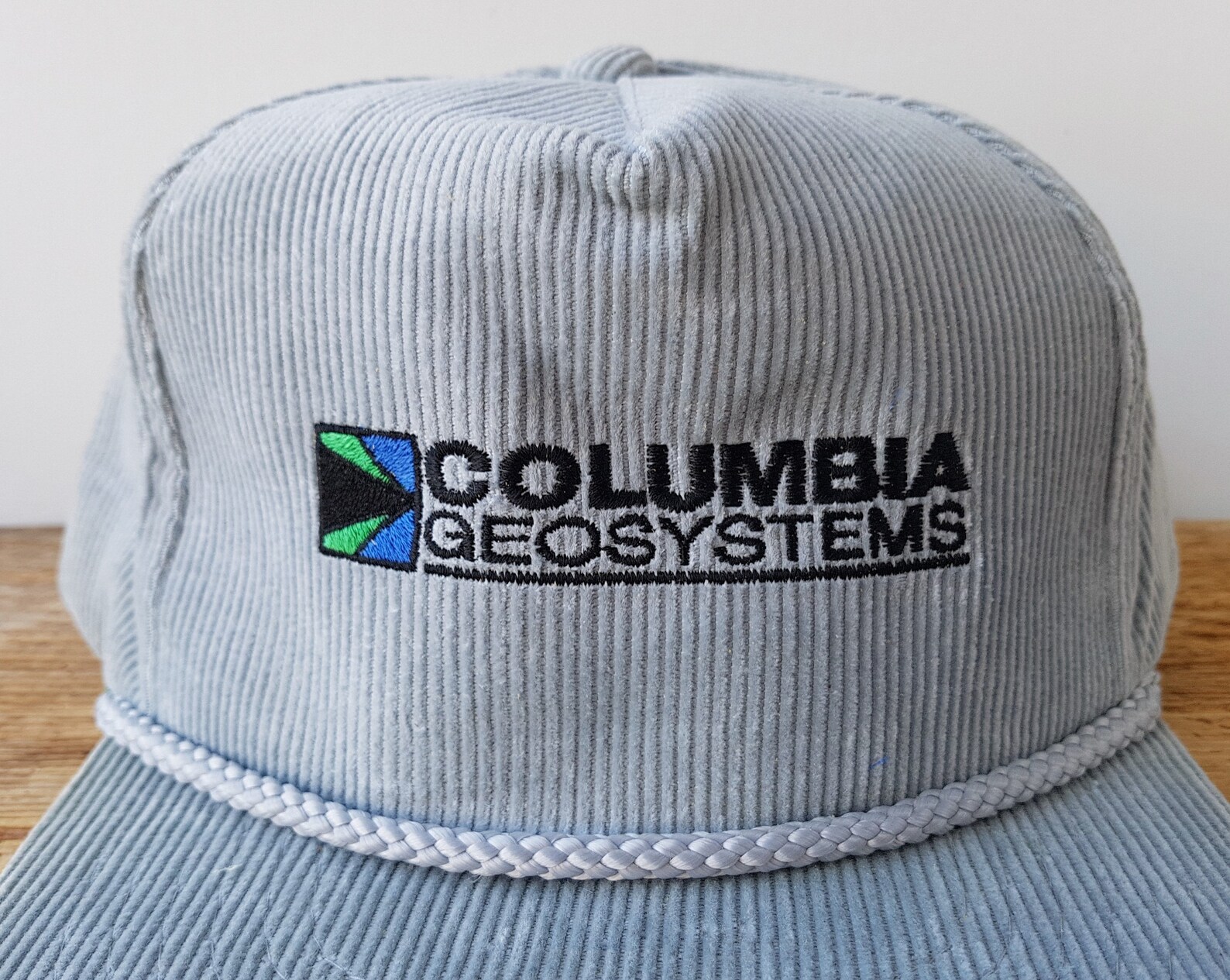 Vintage COLUMBIA GEOSYSTEMS Gray Corduroy Strapback Hat - Rope Lined ...