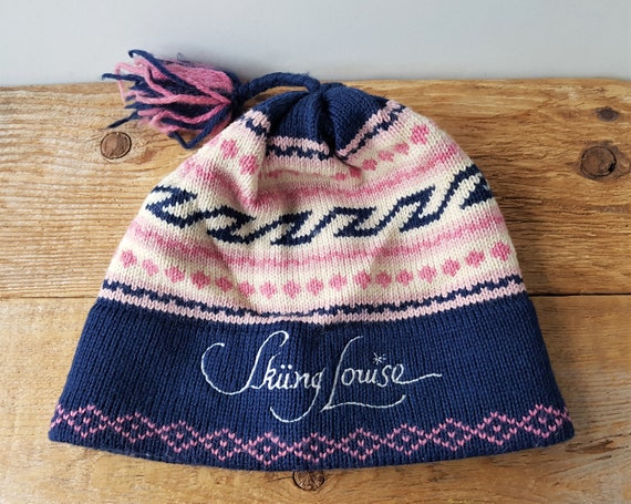Vintage SKIING LOUISE Wool Knit Winter Hat by Fran-marie  display picture 2