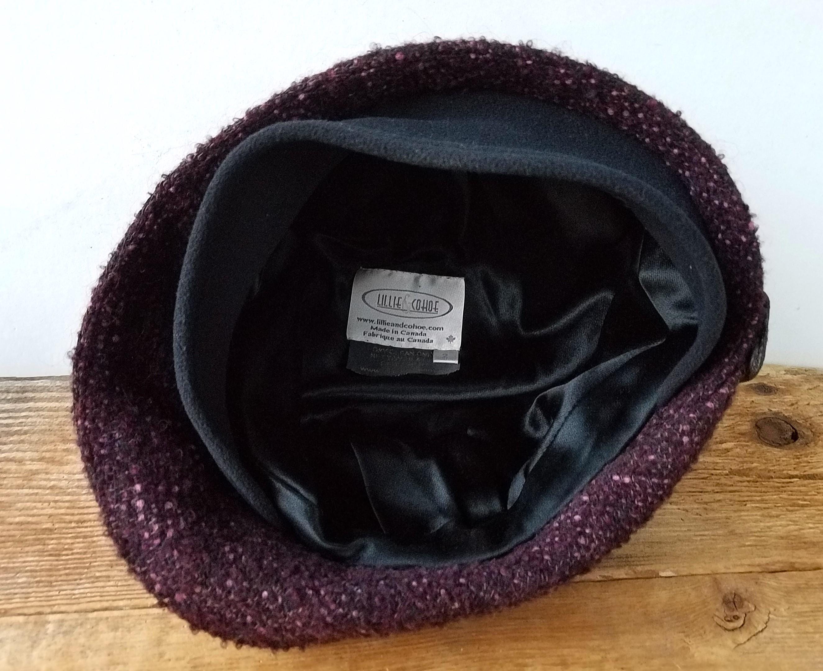 Lillie & Cohoe Tweed satin Vintage Hat with Bow ? LILLIE & COHOE Hat - Handmade Luxury Ladies Black Cherry  main image 2