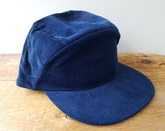 お買い得商店街 Vintage 5 Blank - Hat Snapback Corduroy Blue Navy Panel 帽子