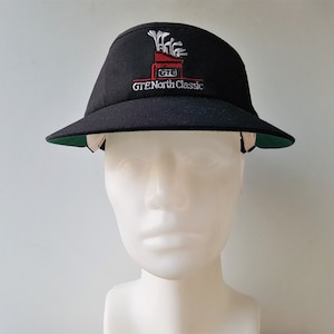 Vintage GTE North Classic Golf Sun Visor Strapback Hat - Made in USA by Texace - Black Adjustable Senior PGA Golfing Cap - Adjustable Strap