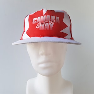 Vintage 90s CANADA DAY July 1st Snapback Hat Souvenir Big Logo Canadian Flag Baseball Cap Canada&#39;s Birthday Maple Leaf Pride AJM Ballcap