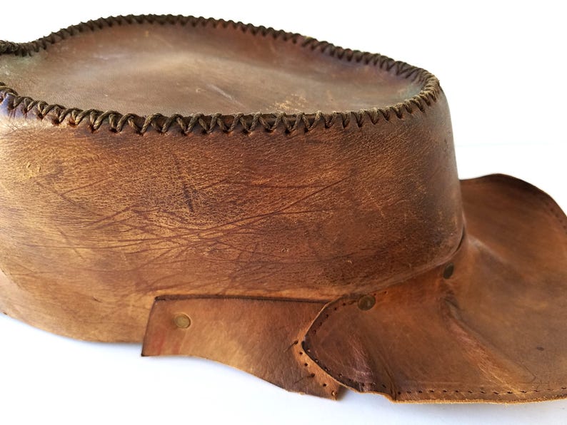 Handmade Vintage Leather Hat – Rustic Frontier Era Indigenous Inspired ...