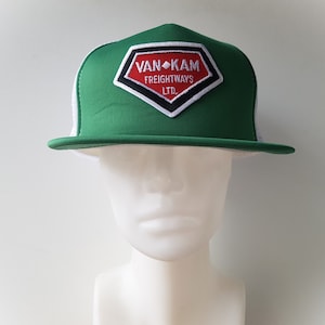 Vintage 80s VAN KAM Freightways Ltd Trucker Hat - White Mesh Snapback Truck Transport Trucking Promo Cap - Freight Lines Headline Headwear