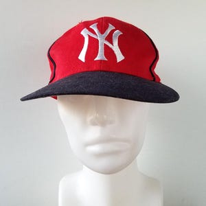 Vintage 90s New York YANKEES Original Twins MLB Hat - Red Navy Genuine Merchandise Major League Baseball Cap 6 Panel Hook& Loop Ballcap
