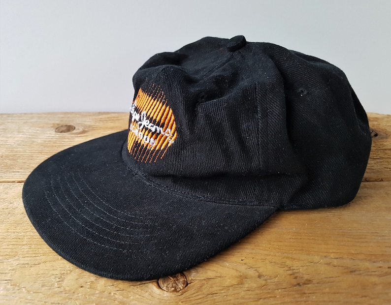 Vintage 90s PEPE JEANS LONDON Strapback Hat Low Profile Unstructured Cotton Baseball Dad Cap Fersten Embroidered Orange P Logo