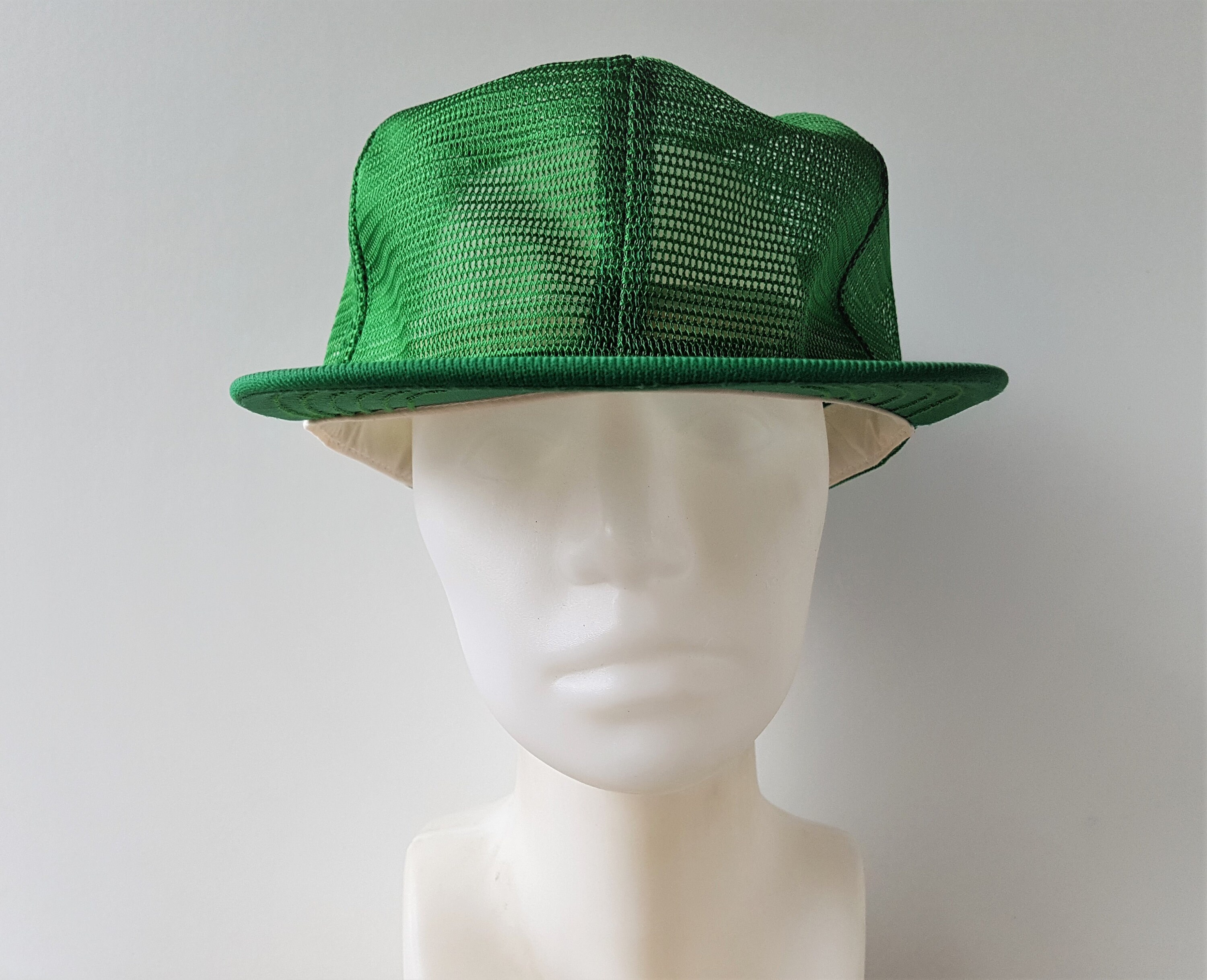 Vintage 80s Full Mesh Green Trucker Hat - Blank, Deadstock