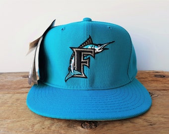 Boné vintage FLORIDA MARLINS New Era Diamond Collection 5950, novo, cor verde-azulado, tamanho 7, modelo profissional da MLB, boné de beisebol da liga principal, novo.