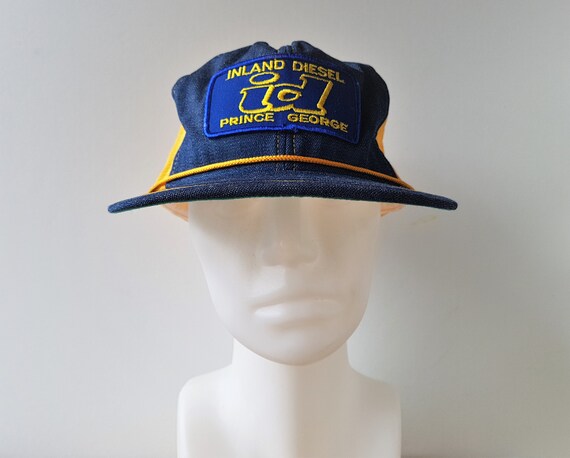 Casquette Camionneur Snapback Vintage Advanced Diesel Inc, Noire, Motif USA Années 80-90 - Occasion, Dos Mesh