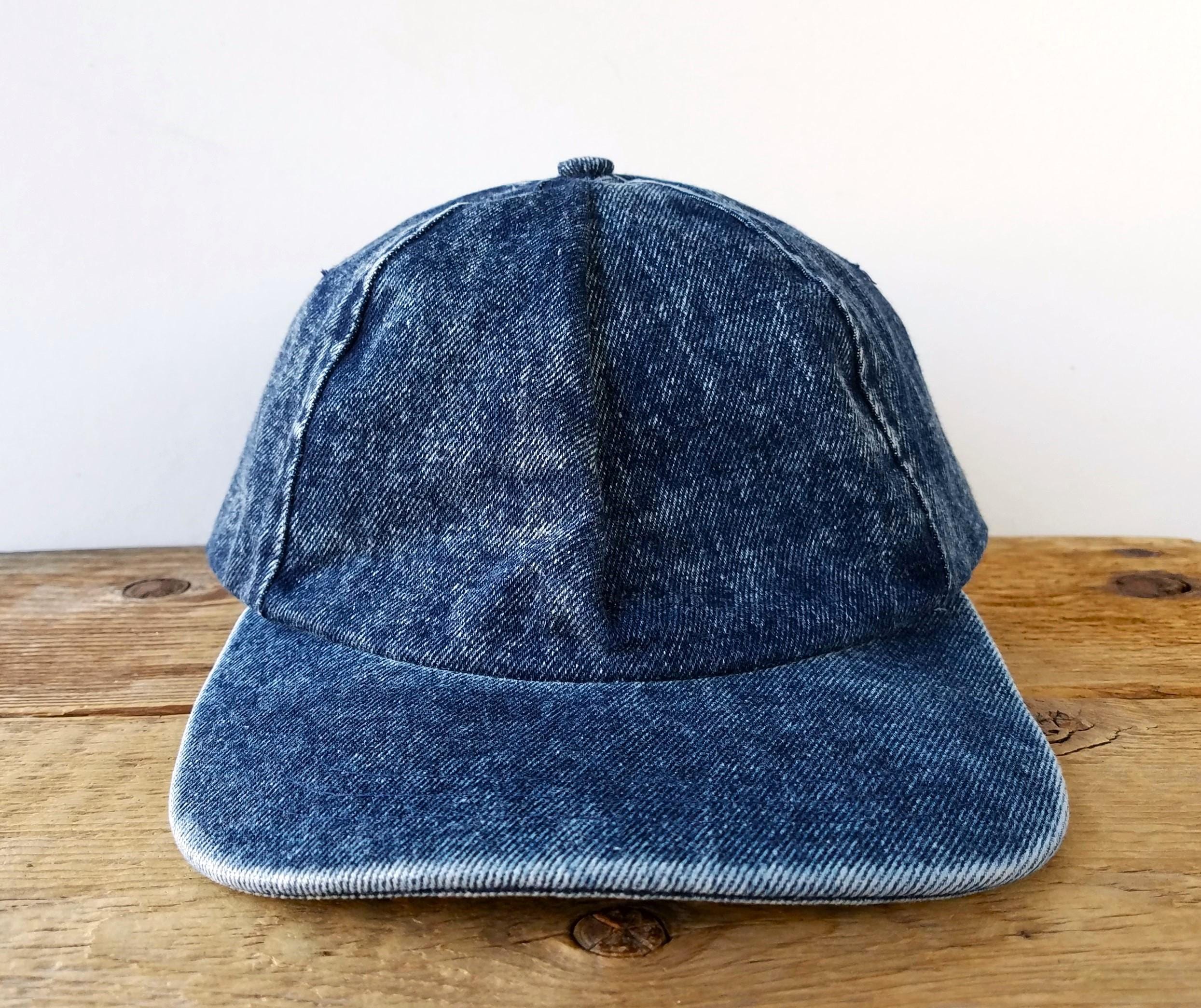 Vintage 90s ACID WASH Denim Blank Strapback Dad Hat - ATT Headwear