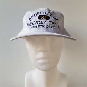 Vintage 90s Georgia Tech Yellow Jackets Strapback Dad Hat Property of GT Athletic Dept Deadstock Global Caps 1994 NcAA XL Heather Cap NoS