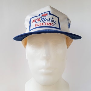 Vintage 80s AUTO MARINE ELECTRIC Snapback Hat Bendix Product Promo Fullback Trucker Commercial Vehicle Parts Adjustable Baseball Cap Retro